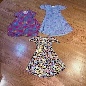 Lot 3 LuLaRoe Girls Dresses Size 6 & 8 Colorful Print Skater Style